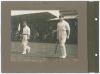 Bobby Abel (Surrey & England 1881-1904) and Tip Foster (Oxford University, Worcestershire & England 1987-1912). Two early original mono photographs laid down side by side to photograph album page, one depicting Abel in batting pose, wicket-keeper behind t - 2