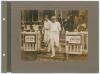 ‘Eton v Harrow’ 1910. Early original sepia photograph of the Harrow School opening batsmen, T.O. Jameson and T.B. Wilson, walking out to bat down the steps of the Lords’ pavilion in the match played 8th & 9th July 1910. The photograph measures 8.5”x6.5”, 