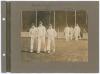 ‘Derbyshire Professionals Oval 1910’. Early original sepia photograph of the Derbyshire players entering the field of play from the pavilion at The Oval in 1910. The photograph measures 8.5”x6.5”, laid down to photograph album page with handwritten title 