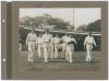 Surrey 1910 & 1911. Two early mono photographs, one depicting action from Surrey v Essex in 1910 (8.5”x6.25”), the other of the ‘Surrey Professionals 1911’ walking on to the field of play (9.25”x7”). The photographs are laid down individually to photograp