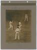 Middlesex v Yorkshire 1910. Two early sepia photographs, both depicting match action. The photographs are laid down individually to photograph album pages with handwritten titles and players’ names annotated in ink to margins. Named players featured inclu - 2