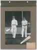 Warwickshire 1911 and Kent 1913. Two early mono photographs of Warwickshire and Kent batsmen walking on to the field of play. The photographs are laid down individually back to back on a photograph album page with handwritten titles and players’ names ann