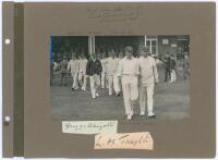 Kent 1909 &1913. Two early mono and sepia photographs laid to two photograph album pages with handwritten titles and annotated players’ names. One depicts the Kent (‘Champion County’) team walking on to the field of play for the match v Lord Londesborough