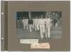 Kent 1909 &1913. Two early mono and sepia photographs laid to two photograph album pages with handwritten titles and annotated players&rsquo; names. One depicts the Kent (&lsquo;Champion County&rsquo;) team walking on to the field of play for the match v Lord Londesborough