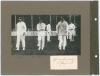 Australia tour to England 1921. Three photograph album pages comprising nine early mono and sepia photographs laid down back to back on pages, of which three relate to the 1921 Australian tour. The pages with handwritten titles and players&rsquo; names annotate - 2