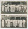 ‘Yorkshire XI versus M.C.C. Scarborough 1927’. Two original mono photographs depicting each of the two teams lined up in front of the pavilion at Scarborough with crowds in the background for the match played 31st August- 2nd September 1927. The M.C.C. te