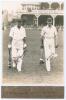 Yorkshire v. M.C.C. Scarborough 1928. Original mono photograph of Eddie Dawson (Leicestershire) and Nigel Haig (Middlesex) walking out to bat for M.C.C. at Scarborough with the pavilion and crowds in the background for the match played 1st- 4th September 