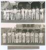 Yorkshire v. M.C.C. Scarborough 1932. Two original mono photographs depicting each of the two teams lined up in front of the pavilion at Scarborough with crowds in the background for the match played 31st August- 2nd September 1932. The M.C.C. team photog