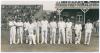 Yorkshire v. M.C.C. Scarborough 1936. Original mono photograph of the M.C.C. team lined up in front of the pavilion and stand at Scarborough with crowds in the background for the match played 2nd- 4th September 1936. Fully and nicely signed in ink by all 