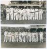 H.D.G. Leveson-Gower&rsquo;s XI v. M.C.C. Australian Touring Team. Scarborough 1936. Two original mono photographs depicting each of the two teams lined up in front of the pavilion and stand at Scarborough with crowds in the background for the match played 5th-