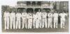 Yorkshire v. M.C.C. Scarborough 1937. Original mono photograph of the M.C.C. team lined up in front of the pavilion at Scarborough with crowds in the background for the match played 1st- 3rd September 1937. Fully and very nicely signed in ink by all eleve