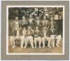 ‘Gentlemen XI v Players 1936’. Large original sepia press photograph of the Gentlemen XI seated and standing in rows wearing cricket attire and assorted blazers at Lord’s. Very nicely signed in ink to the photograph by six players. Signatures are Brown, F