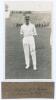 William Arthington Worsley. Yorkshire 1928-1929. Original mono real photograph plain back postcard of Worsley standing full length on the outfield at Scarborough, wearing cricket attire and Yorkshire cap. Nicely signed in black ink to the photograph by Wo