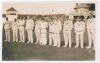 M.C.C. Australian Touring Team 1928. Original sepia real photograph plain back postcard of the M.C.C. team lined up on the outfield at Scarborough for the match v C.I. Thornton’s XI, 5th- 7th September 1928. Players featured include Hobbs, Sutcliffe, Hamm