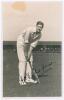 Arthur Percy Frank Chapman. Cambridge University, Kent & England 1920-1938. Original sepia real photograph postcard of Chapman depicted full length in batting pose. Signed in black ink to the photograph by Chapman. Photographer unknown. Ex J.W. Goldman co