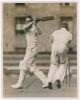 Herbert Montandon Garland-Wells. Oxford University & Surrey 1927-1939. Large original sepia photograph of Garland-Wells in batting action c.1932, match unknown. Nicely signed in black ink to the photograph by Garland-Wells. Photo by Central News. 8&rdquo;x10&rdquo;. 