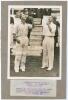 Herbert Montandon Garland-Wells. Oxford University & Surrey 1927-1939. Large original sepia photograph of Garland-Wells in batting action c.1932, match unknown. Nicely signed in black ink to the photograph by Garland-Wells. Photo by Central News. 8&rdquo;x10&rdquo;. - 3