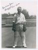 Charles William Walker. South Australia & Australia 1928-1941. Excellent mono press photograph of Walker in wicket keeping pose in 1942. Nicely signed in ink &lsquo;Best Wishes Joan. C.W. Walker. R.A.A.F. Sept 1942&rsquo;. Photograph stamped to back &lsquo;Photos Ltd, Lond
