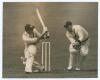 Donald ‘Don’ Kenyon. Worcestershire & England 1946-1967. Original mono press photograph of Kenyon in batting action for Worcestershire in the drawn tour match v Australians at Worcester, 29th April- 1st May 1953, during his innings of 122 in Worcestershir