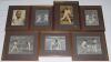 Cricket photographs. Collection of eight framed photographs, some signed. The signed photographs are of Jim Laker bowling, Neil Harvey, head and shoulders and Len Hutton, half length. Unsigned photographs include Keith Millar, Don Braman, Bill Brown, Pete