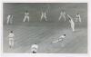Australian tour to England 1961. Two original mono press photographs from the 1961 tour. Surrey v Australians, The Oval, 13th- 16th May 1961. Peter May plays a straight drive off the bowling of Alan Davidson with the slip cordon of Grout, Simpson, Benaud,