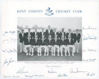 Kent. Official &lsquo;Kent County Cricket Club&rsquo; printed photograph of the 1967 Gillette Cup winning team standing and seated in rows wearing blazers. Signed to the borders by all sixteen featured players. Signatures are Cowdrey (Captain), Denness, Sayer, Leary,