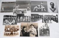 Tour photographs 1920s-1950s. A good selection of over fifty original mono and sepia press photographs relating to tours for the period. Images depict match action, departing for tours, touring teams etc. Includes a nice image of Percy Chapman being offer