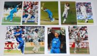 England signed photographs 1990s/2000s. Fifteen colour and fifteen mono press photographs of England players, the majority in match action. Each signed by the featured player(s). Signatures are Gough, Stewart (4 different), Hick (2), Cork (2), Caddick, At