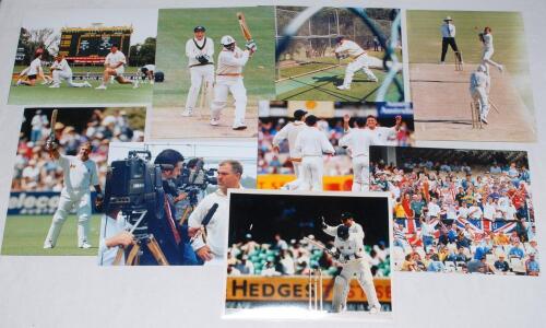 England tour to Australia 1994/95. Sixty colour press photographs from the tour comprising match action, training, interviews, in the nets, crowd scenes, playing golf etc. Players featured include Gatting, Crawley, DeFreitas, Gooch, Atherton, Malcolm, Gou
