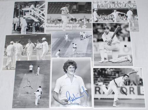 Australia tours to England 1980 & 1981. A selection of mono and colour press photographs, prints, magazine and collectors&rsquo; cards. Two photographs are signed, one of Bob Willis, the other by John Emburey. Other players featured include Brearley in the nets