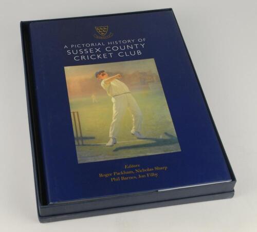 &lsquo;A Pictorial History of Sussex County Cricket Club&rsquo;. Edited by Roger Packham, Nicholas Sharp, Phil Barnes and John Filby. Hove 2014. Limited edition Captains Copy no. 2/14. Signed to the Captains/ limitation page by fourteen former Sussex captains. Signat