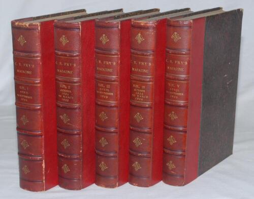 &lsquo;C.B. Fry&rsquo;s Magazine of Sports and Outdoor Life&rsquo;. Volumes I to 14 (April 1904 to March 1911) George Newnes, London and &lsquo;The New Fry&rsquo;s Magazine&rsquo;. Volumes 1 to 5 (Aril 1911 to September 1913). Original wrappers bound into the back of the majority of the vol