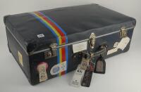 Ian Botham. Cricket touring travel case used by Ian Botham during his Test playing career on tour in Australia in the late 1970&rsquo;s/80&rsquo;s, one label suggest the M.C.C. tour of Australia 1982/83. The suitcase by &lsquo;Cheney of England&rsquo; with M.C.C. coloured stripe