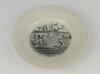 Victorian cricket plate. A 19th Century Staffordshire plate with transfer printed decoration centre of a cricket match in progress in black, with tents, a flag, church and large crowd to the background. Title &lsquo;Cricket&rsquo; printed to lower edge under the imag