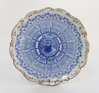 William Gilbert Grace. Original Coalport porcelain plate commemorating W.G. Grace&rsquo;s Century Of Centuries 1895, decorated in blue with central portrait of Grace and dates of each individual century and who scored against radiating out from the centre. With