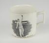 Hedley Verity. Yorkshire & England, 1930-39. W. Ellis of Bramley commemorative mug for &sbquo;&Auml;&ograve;Hedley Verity, England&rsquo;s Famous Spin Bowler&rsquo; with vignette of Verity in bowling pose. Verity&rsquo;s &lsquo;England and Australian Test Records&rsquo; to verso, ten wickets v Warwicks