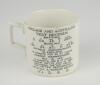 Hedley Verity. Yorkshire & England, 1930-39. W. Ellis of Bramley commemorative mug for &sbquo;&Auml;&ograve;Hedley Verity, England&rsquo;s Famous Spin Bowler&rsquo; with vignette of Verity in bowling pose. Verity&rsquo;s &lsquo;England and Australian Test Records&rsquo; to verso, ten wickets v Warwicks - 2