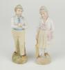 &lsquo;Young England and Young England&rsquo;s sister&rsquo;. A pair of continental bisque figures of a boy, wearing hooped cap holding a cricket ball and a young girl, also wearing a hooped cap, dressed in three-quarter dress holding a cricket bat, both on naturalistic ba - 3