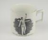 Hedley Verity. Yorkshire & England, 1930-39. W. Ellis of Bramley commemorative mug for &sbquo;&Auml;&ograve;Hedley Verity, England&rsquo;s Famous Spin Bowler&rsquo; with vignette of Verity in bowling pose. Verity&rsquo;s &lsquo;England and Australian Test Records&rsquo; to verso, ten wickets v Warwicks