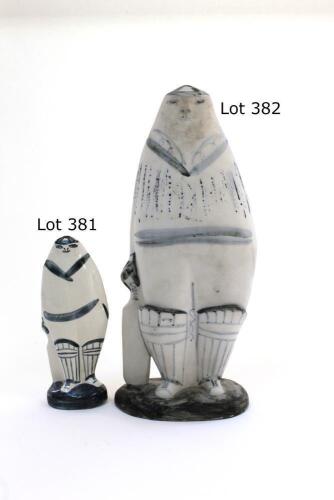&lsquo;The Cricketer Figure&rsquo;. Susan Parkinson (1925-2012) and Richard Parkinson (1927-1985). A large and unusual highly stylised abstract ceramic figure of a batsman, wearing a cap, standing full length wearing cricket pads and holding a bat to side. 14.75&rdquo; tal