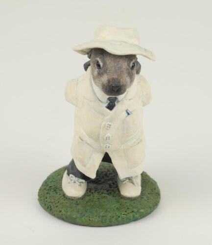 &lsquo;The Rabbit Umpire&rsquo;. A handmade and painted figure of a rabbit in umpires attire stood with his hands behind his back. 5&rdquo; tall. Makers mark and date &lsquo;2005&rsquo; impressed to base. A excellent detailed figure. This is an original unique figure and no copies wer