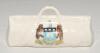 Cricket bags. Four large crested china cricket bags with colour emblems for &lsquo;Coventry&rsquo;, &lsquo;Leeds&rsquo;, Southampton&rsquo; and &lsquo;West Kirby&rsquo;. Each Approx 4.25&rdquo; long. Plus a medium cricket bag for &lsquo;Great Yarmouth&rsquo;. Various makers. Qty 5. G - 2