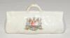 Cricket bags. Four large crested china cricket bags with colour emblems for &lsquo;Coventry&rsquo;, &lsquo;Leeds&rsquo;, Southampton&rsquo; and &lsquo;West Kirby&rsquo;. Each Approx 4.25&rdquo; long. Plus a medium cricket bag for &lsquo;Great Yarmouth&rsquo;. Various makers. Qty 5. G - 3