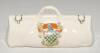 Cricket bags. Five very large crested china cricket bags with colour emblems for &lsquo;Bournemouth&rsquo;, &lsquo;Chesham&rsquo;, &lsquo;Newcastle-on-Tyne&rsquo;, &lsquo;Woolwich&rsquo; and &lsquo;Santa Cruz de Tenerife&rsquo;. Various makers. Each approx 4.5&rdquo; long. G - 2