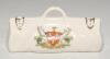 Cricket bags. Five very large crested china cricket bags with colour emblems for &lsquo;Bournemouth&rsquo;, &lsquo;Chesham&rsquo;, &lsquo;Newcastle-on-Tyne&rsquo;, &lsquo;Woolwich&rsquo; and &lsquo;Santa Cruz de Tenerife&rsquo;. Various makers. Each approx 4.5&rdquo; long. G - 3