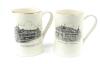 &lsquo;Lord&rsquo;s Cricket Ground-The Pavilion. Marylebone Cricket Club&rsquo; and &lsquo;Lancashire County Cricket Club. Member&rsquo;s Pavilion, Old Trafford&rsquo;. Two Sandland Ware ceramic tankards with transfer printed image of each pavilion to each side and &lsquo;Old Father Time&rsquo; and Lan