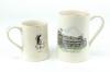 Lord&rsquo;s Cricket Ground- The Pavilion. Marylebone Cricket Club&rsquo;. Two examples of the Sandland ware ceramic tankards with transfer printed images in colour of the pavilion at Lord&rsquo;s, each with old father time to verso. One 5&rdquo; and the other 3.75&rdquo;. Gold lustre