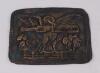 &lsquo;American Eagle&rsquo;. Early exquisite Victorian brass belt buckle featuring an eagle holding cricket stumps in its talons and cricket cap, gloves, boots, ball, bails hanging off ends of cricket bat in its beak with beaded decoration to edges. The buckle measu