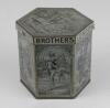 Sporting Mustard tin c1880/90&rsquo;s. Taylor Brothers of London hexagonal mustard tin with scenes of various sports to the six sides and lid. Sports featured are cricket, tennis, rugby, fishing, sailing and shooting, with hunting to lid. Images patented by Bry