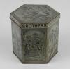 Sporting Mustard tin c1880/90&rsquo;s. Taylor Brothers of London hexagonal mustard tin with scenes of various sports to the six sides and lid. Sports featured are cricket, tennis, rugby, fishing, sailing and shooting, with hunting to lid. Images patented by Bry - 2
